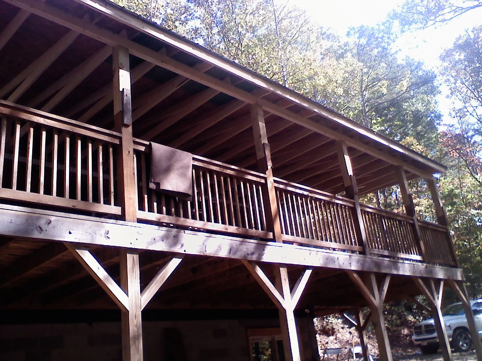 Timber framing under a new elevated porch and deck — Roof Leak Repair in Cave Springs by Roofing Brothers